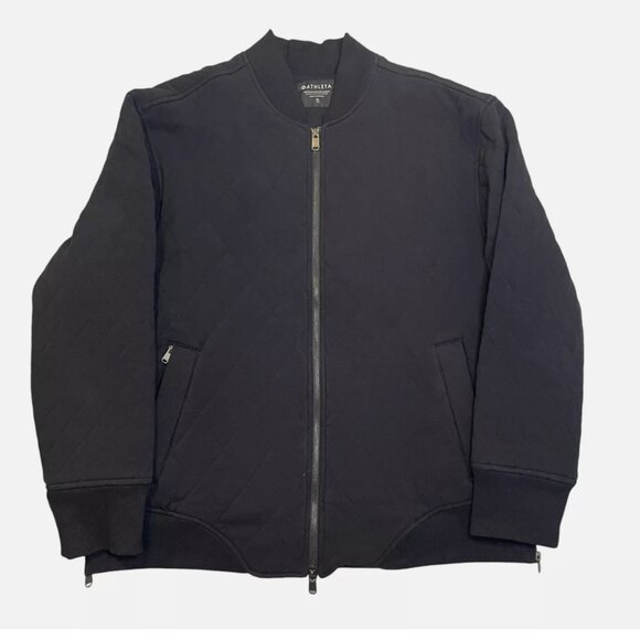 Athleta Retroplush Quilted Women's Bomber Jacket- Black Size S NWT